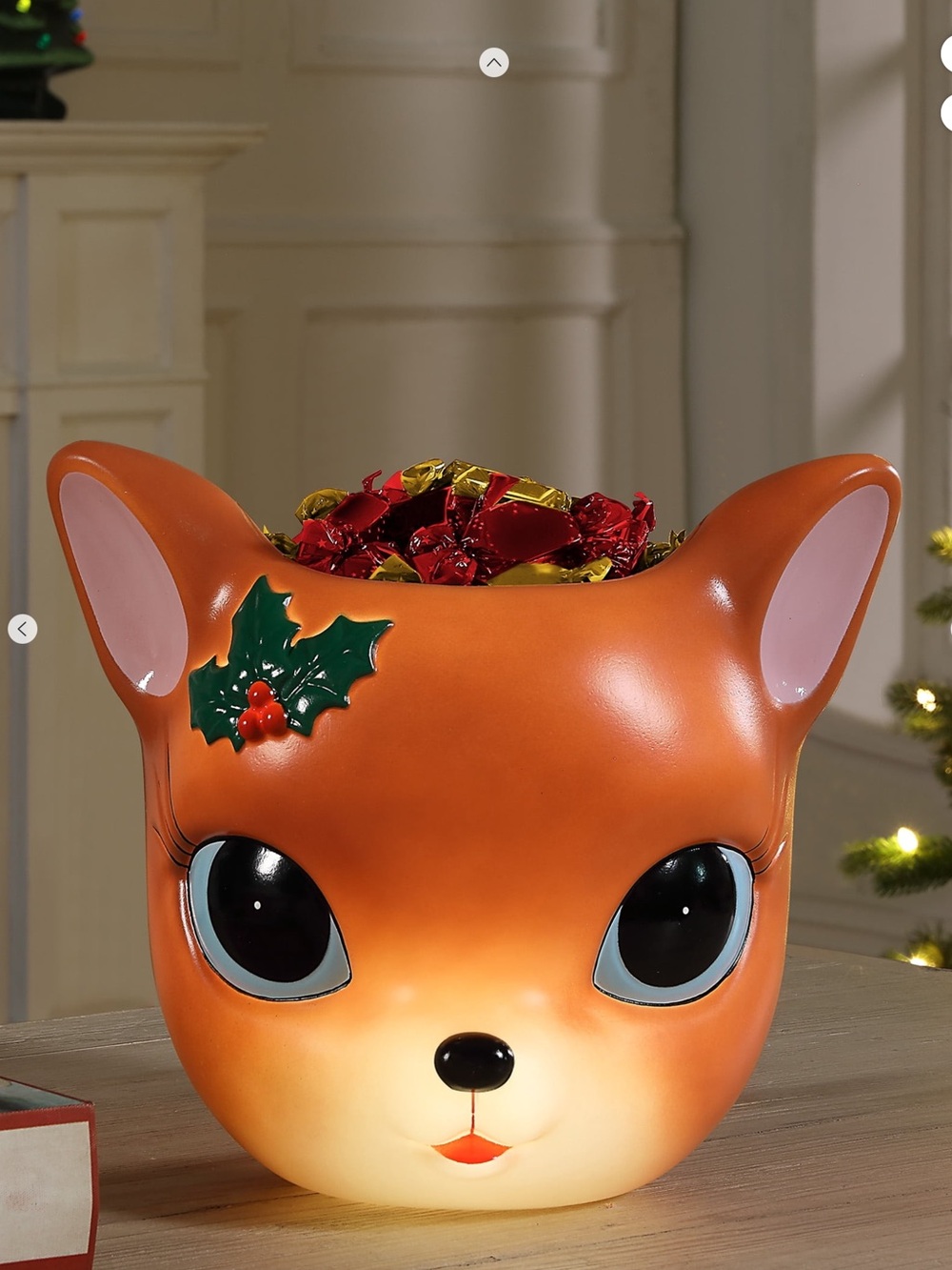 Mr. Christmas 12” Deer Blow Mold Illuminated Candy Bowl New
